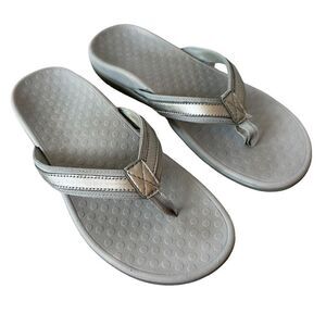Vionic Tide II Toe Post Orthaheel Sandal Pewter Silver